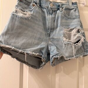 American Eagle Outfitters Light Blue Ripped Jean Shorts